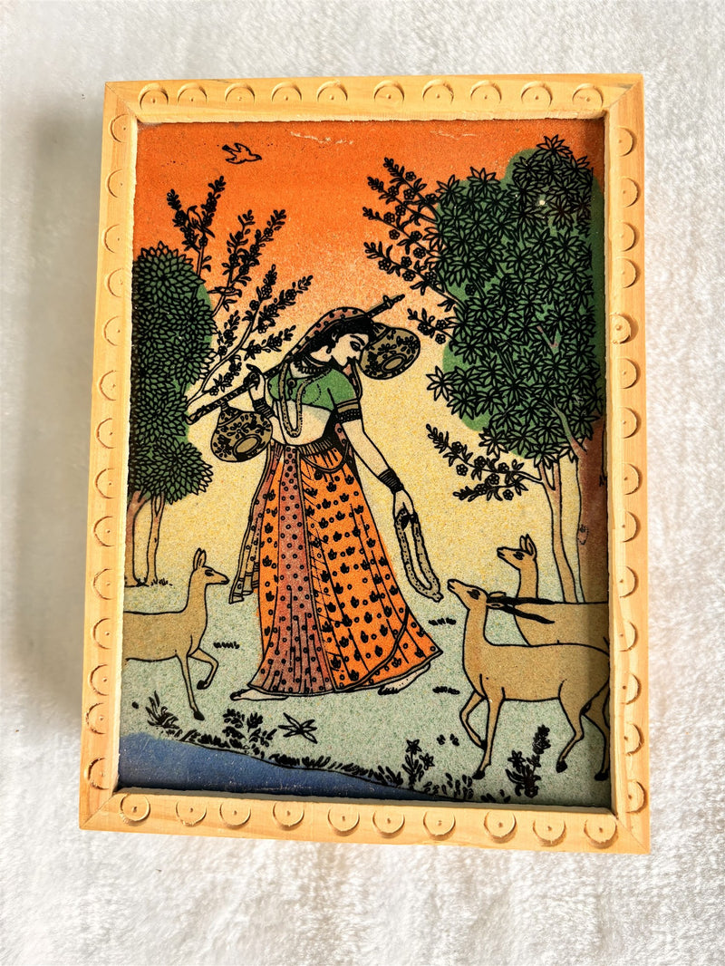 7*5 Pine Wood Box With Crushed Gemstones Painting - RUX0005