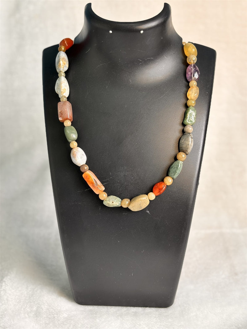 Agate Carnelian Mixed Stone Necklace (1 Strand)