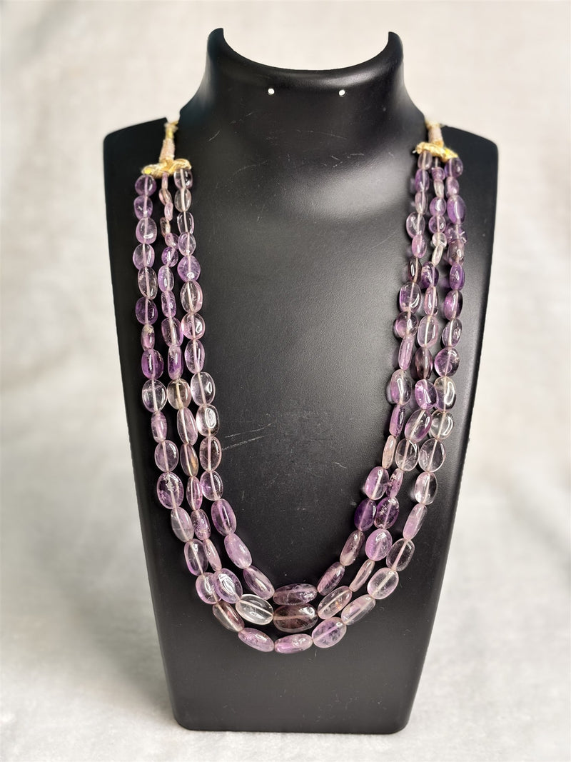 Amethyst Cabochon Necklace (3 Strands)