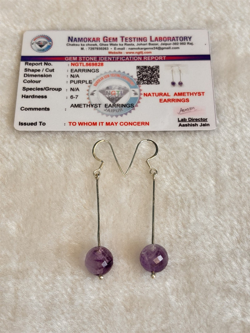 Natural Amethyst Drop Earrings