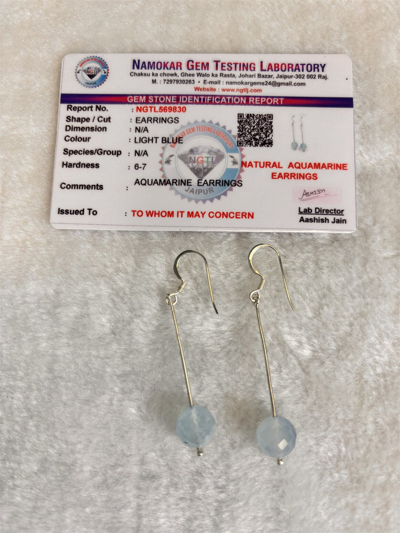Natural Aquamarine Drop Earrings