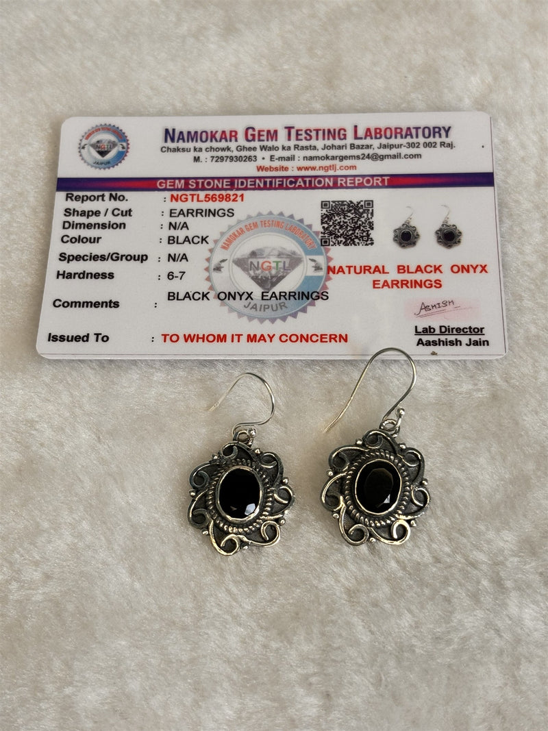 Natural Black Onyx Earrings