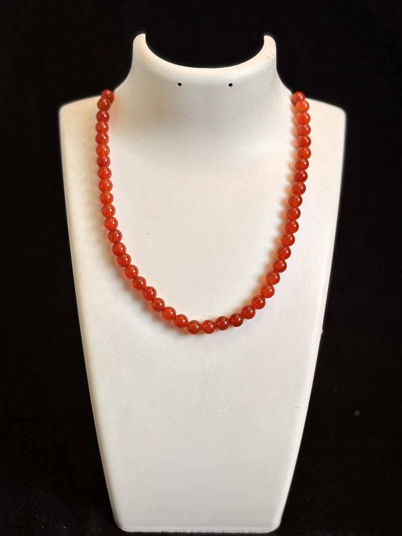 Carnelian Smooth Round Necklace (1 Strand)