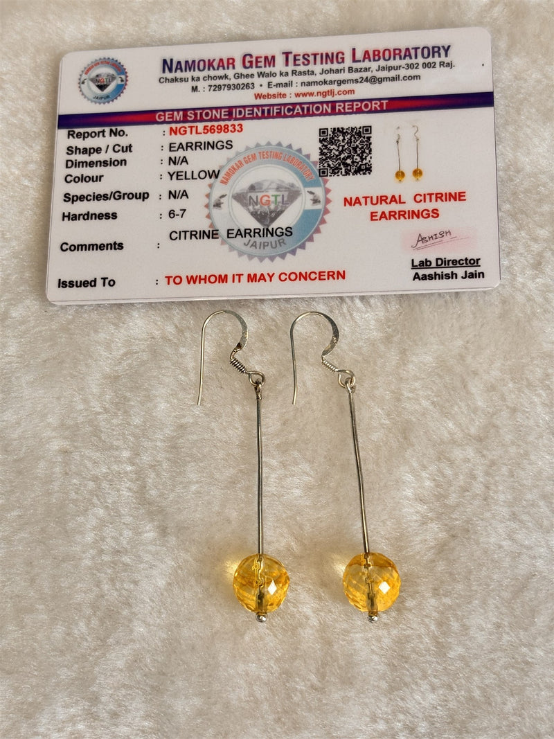 Natural Citrine Drop Earrings