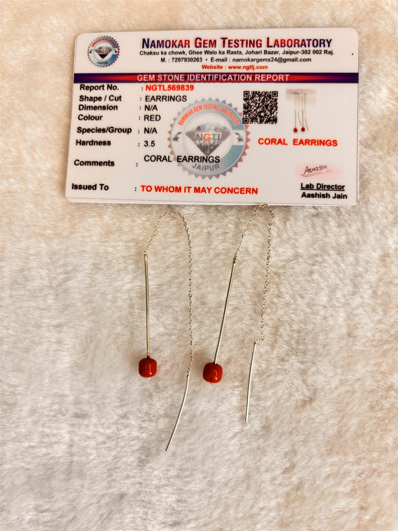 Natural Coral Drop Earrings