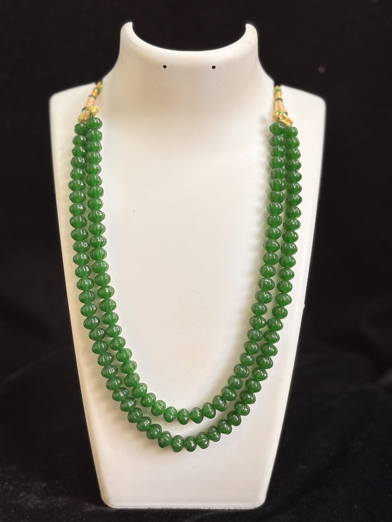Emerald Pumpkin Shape Necklace (2 Strands)