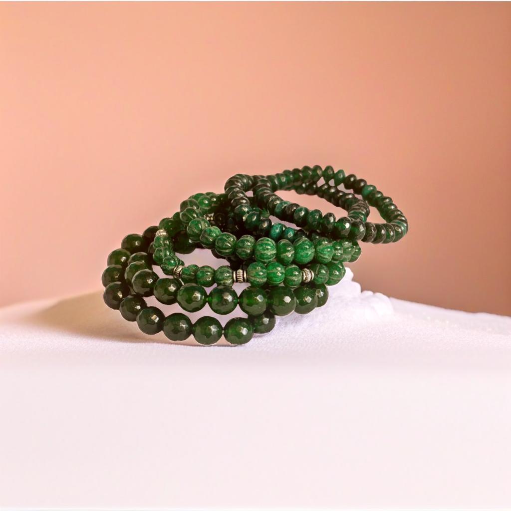 Emerald Quartz Bracelet with Silver Spacers