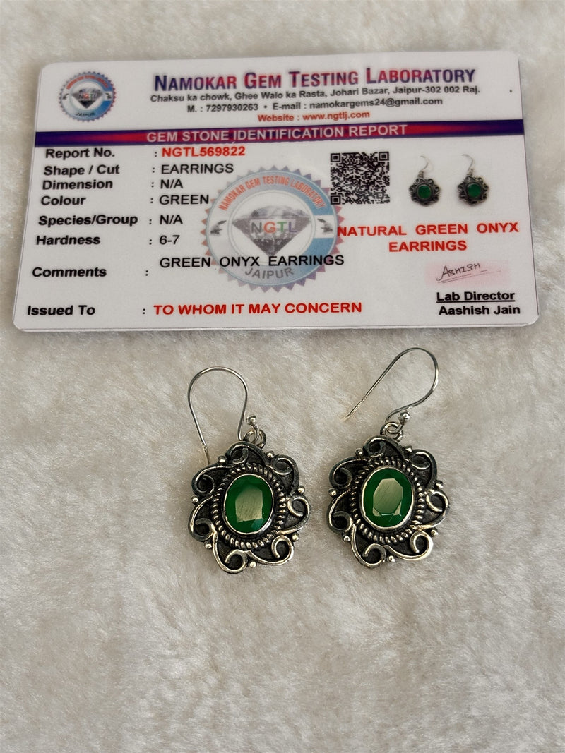 Natural Green Onyx Earrings