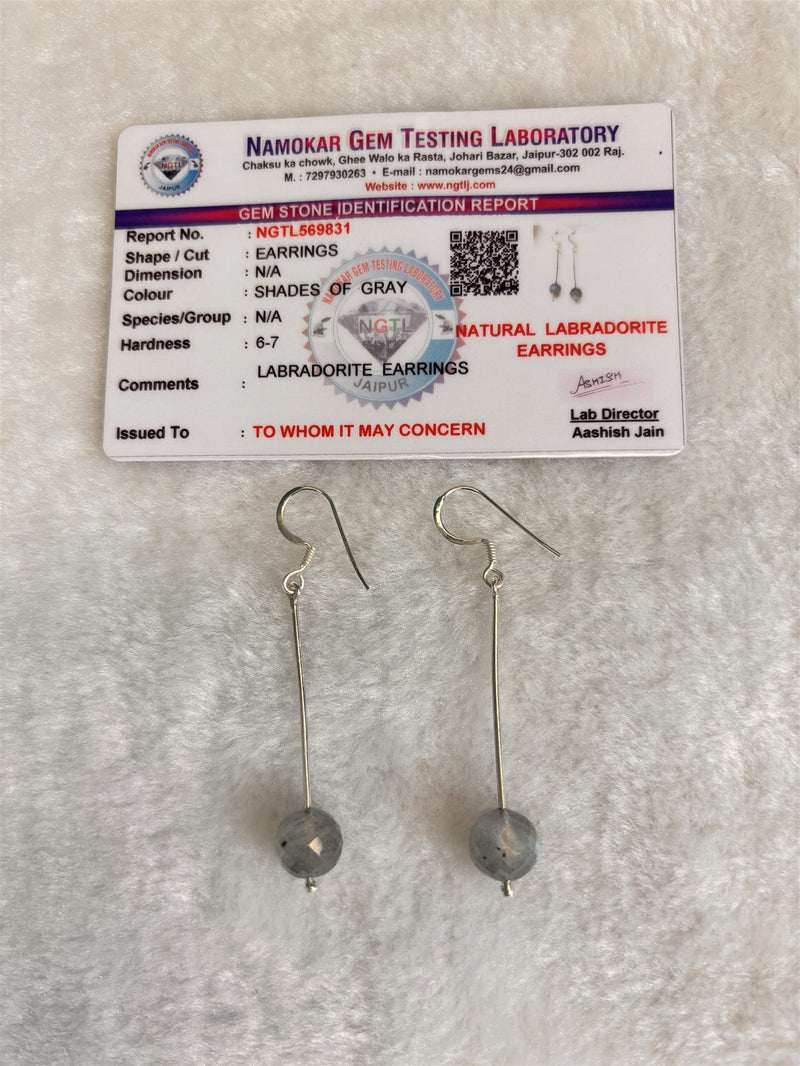 Natural Labradorite Drop Earrings