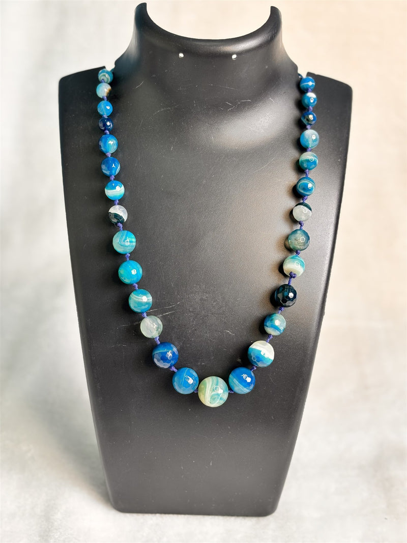 Onyx Blue Faceted Gradual Necklace