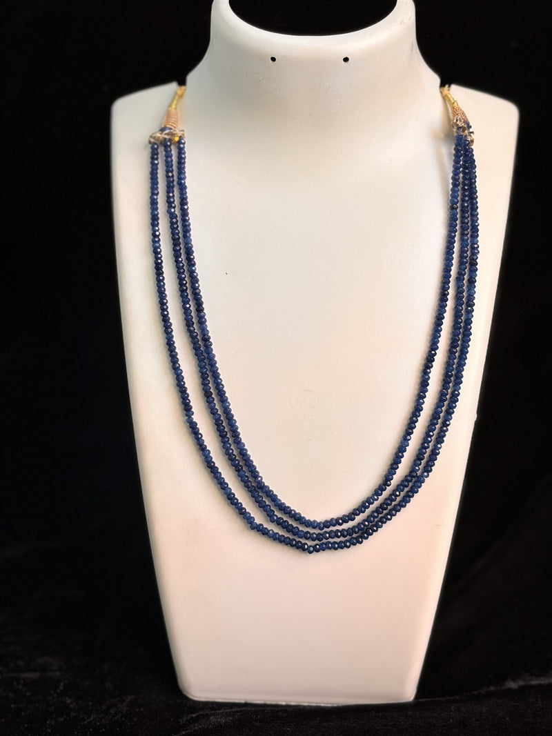 Onyx blue small faceted 3 strands