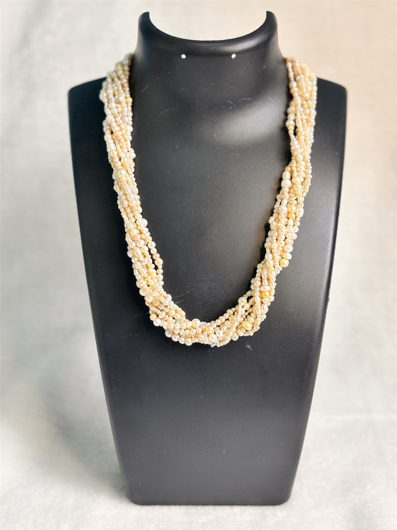 Pearls Uneven Size Twisted Necklace