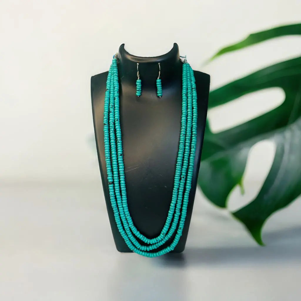 Turquoise Afghanistan 3 lines Necklace My Store