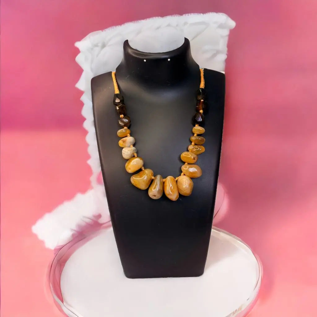 Agate Honey Colour Tumble Necklace Ru Antique Jewellery