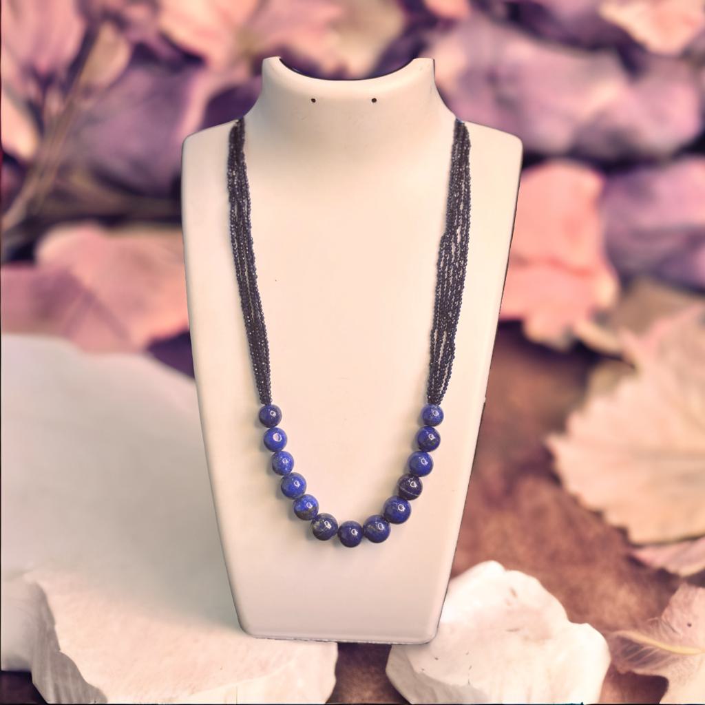 Lapis Lazuli Beads with Small Crystal Necklace Ru antique