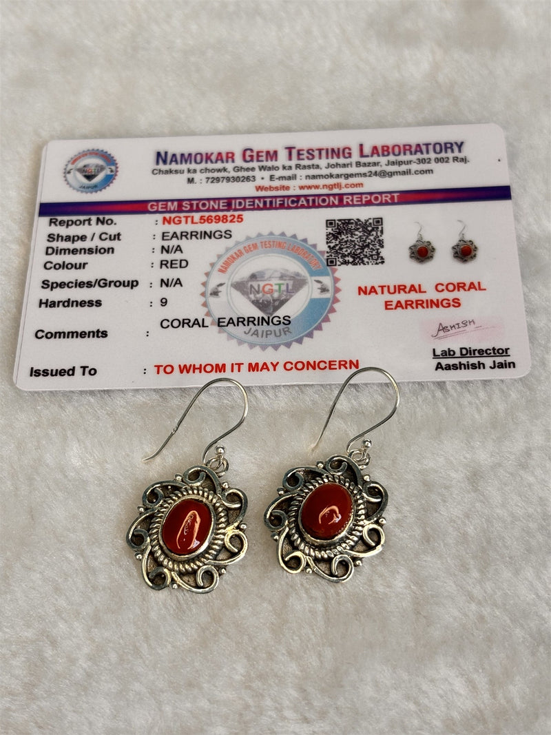 Natural Red Coral Earrings