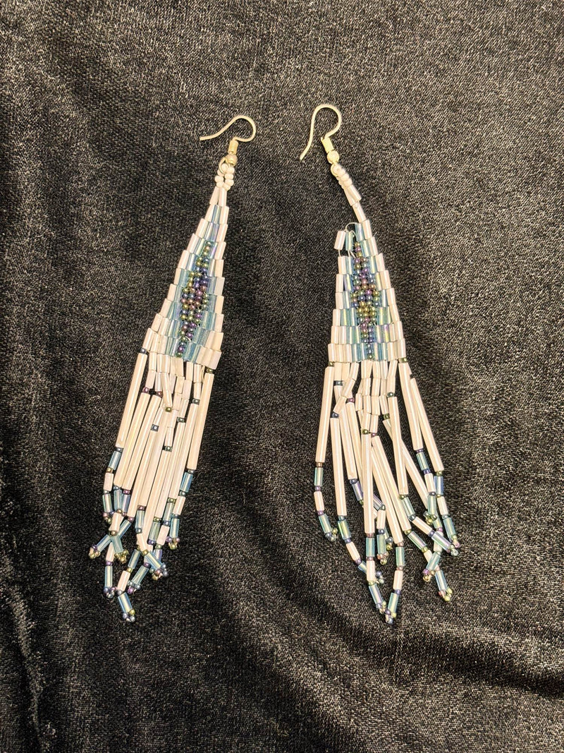 Rocaille Fringe Earrings (Cream & Iridescent)