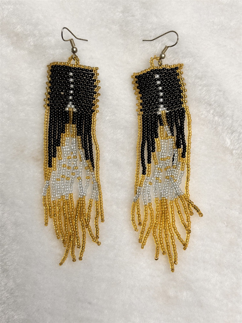Rocaille Fringe Earrings (Gold & Black)