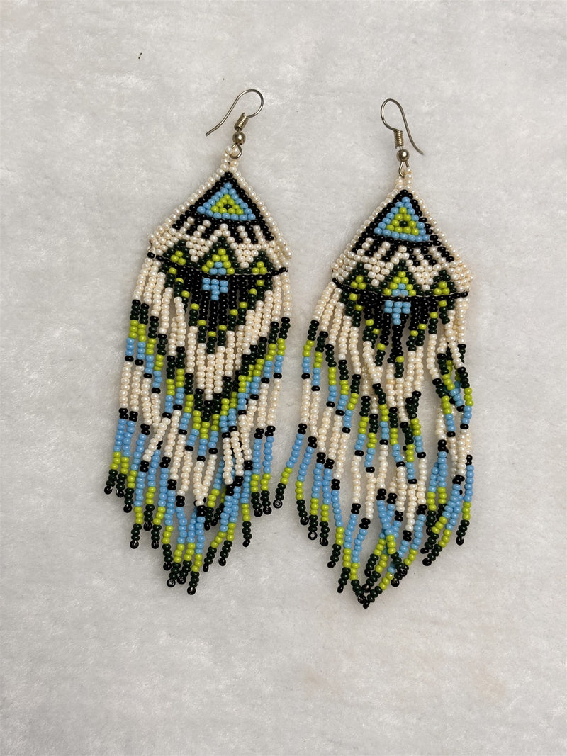 Rocaille Fringe Earrings (Cream Southwestern)