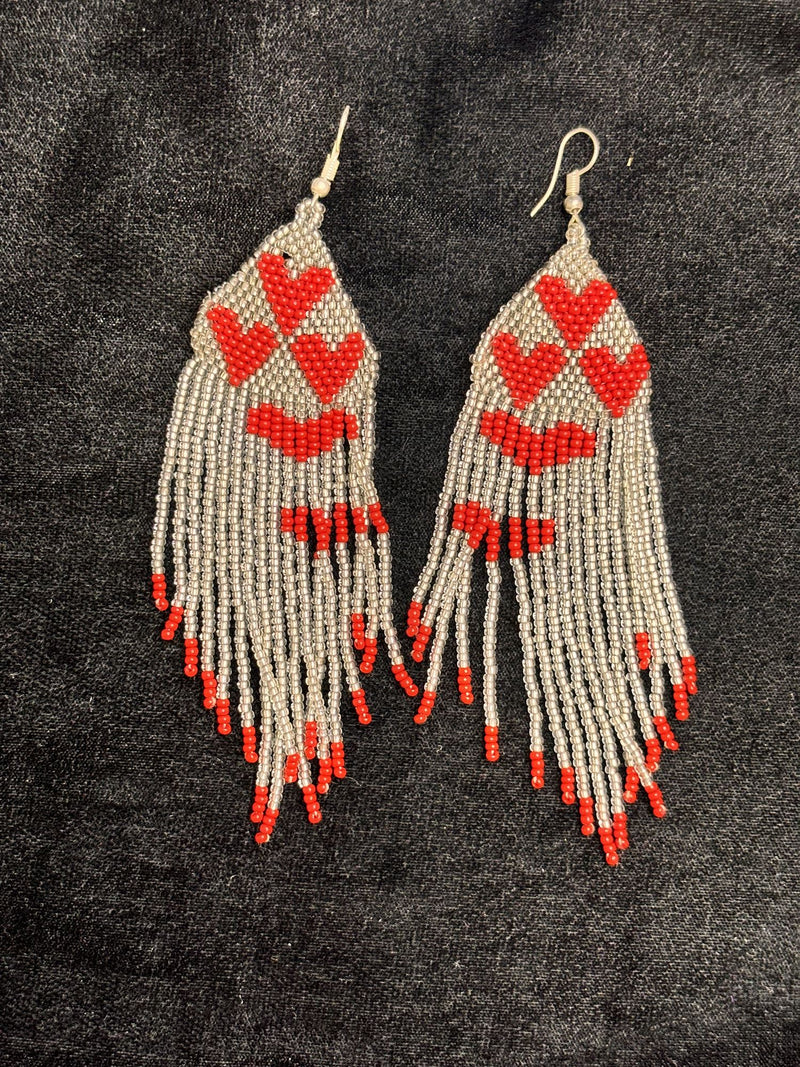 Rocaille Fringe Earrings (Cream Heart)