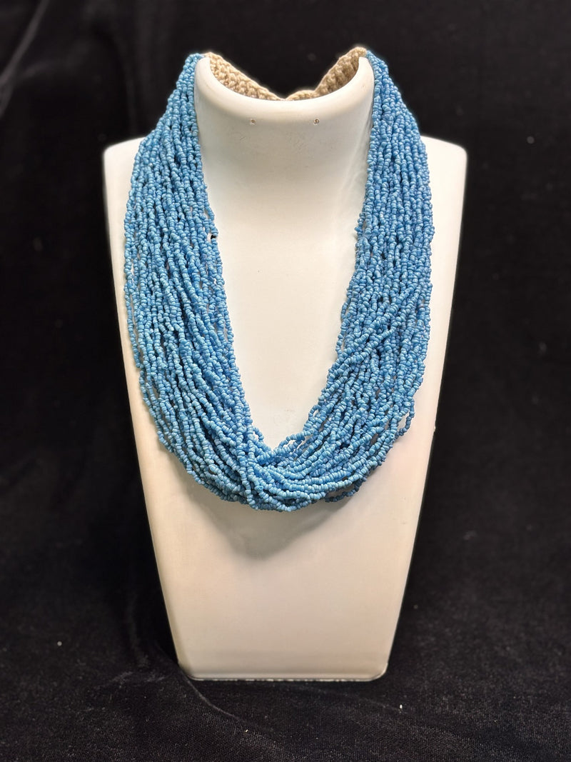 Rocaille Multi-Strand Necklace (Sky Blue)