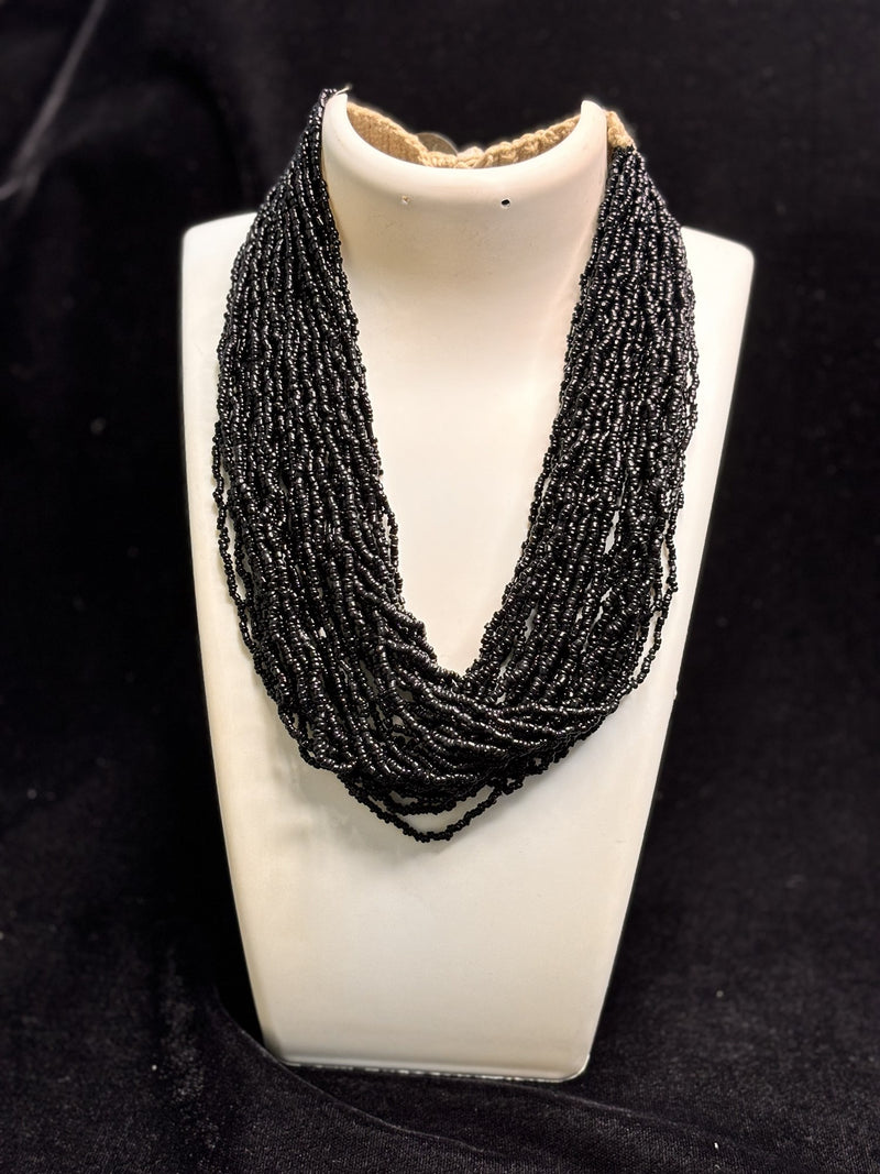 Rocaille Multi-Strand Necklace (Black)