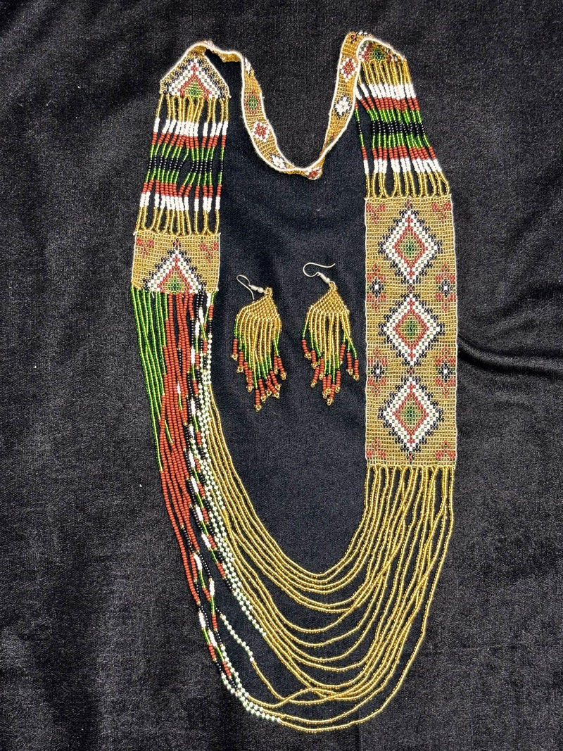Rocaille Beaded Necklace and Earrings Set