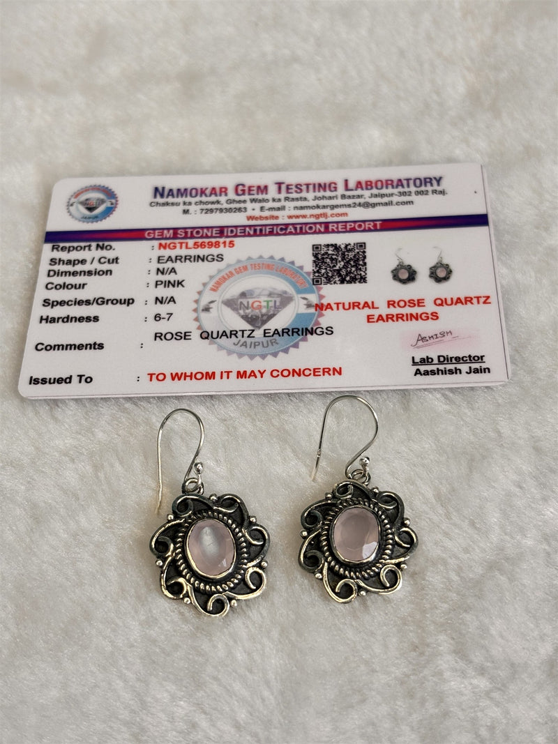 Natural Rose Quartz Earrings
