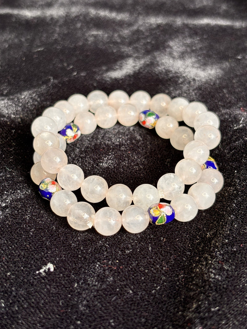 Rose Quartz Enamel Bead Bracelet