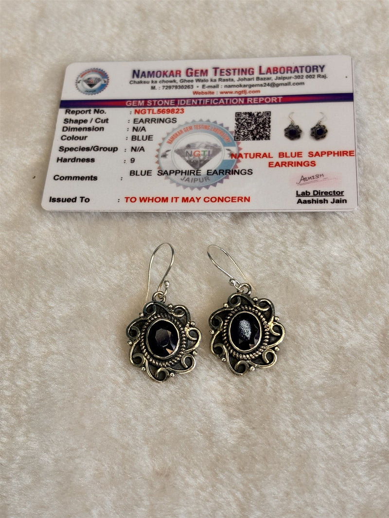 Natural Blue Sapphire Earrings
