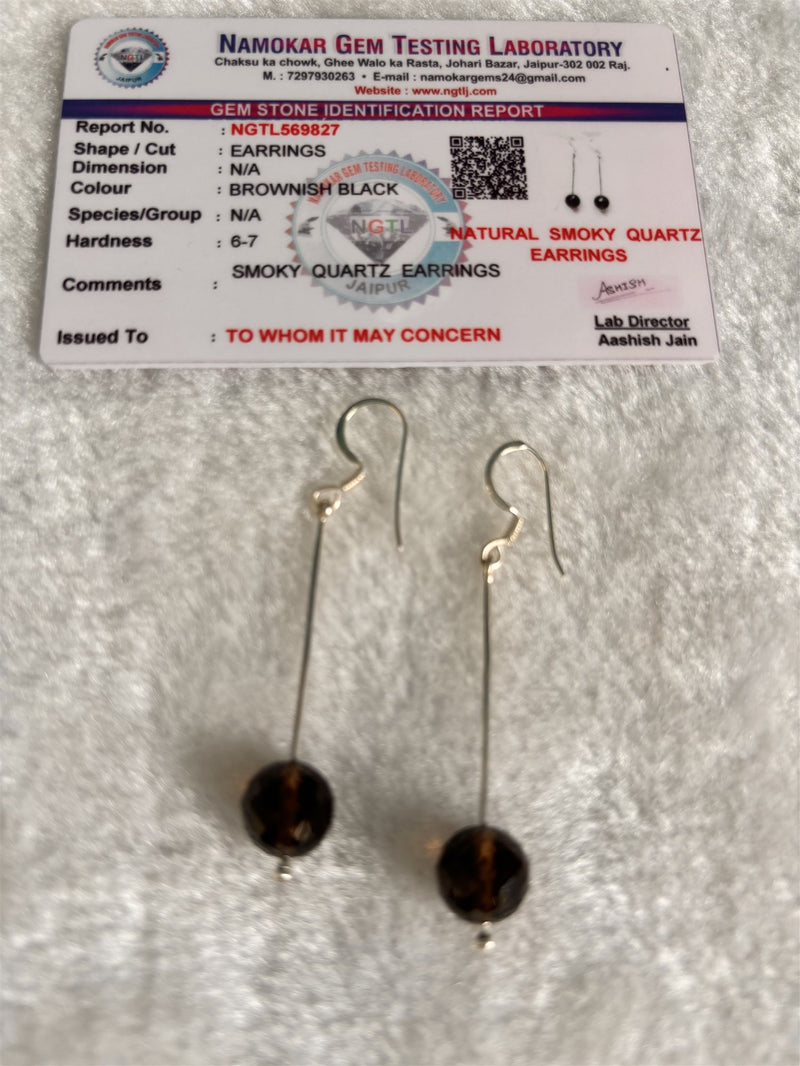 Natural Smoky Topaz Drop Earrings