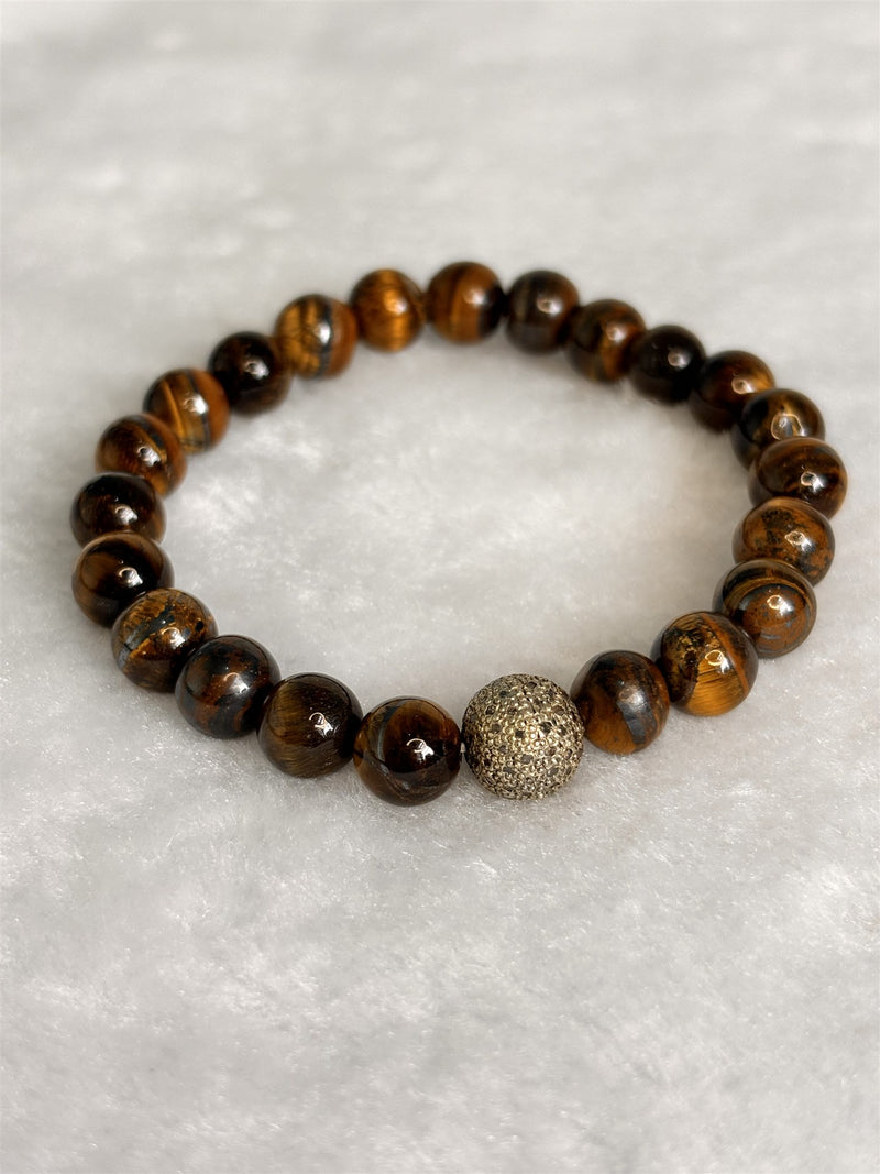 Tiger Eye Diamond Dust Ball Bracelet