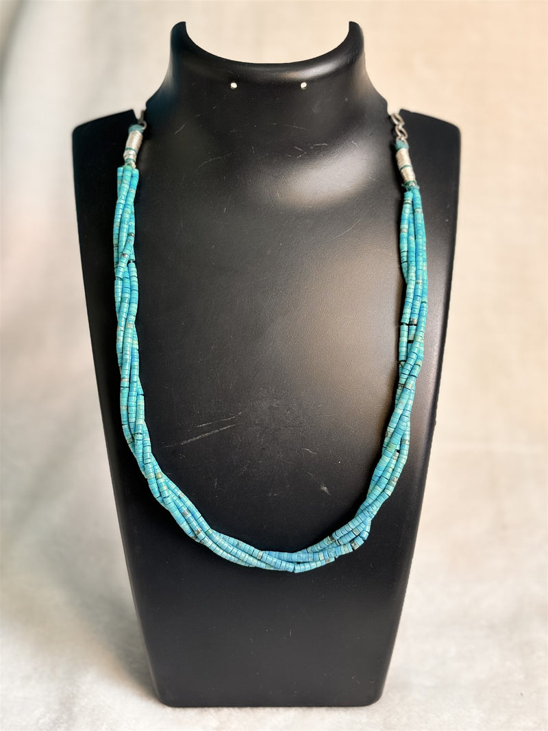 Turquoise US Pipe Shape Necklace (4 Strands)